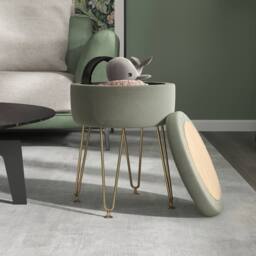 STILVORA Storage Ottoman with Metal Legs in Green - thumbnail 2