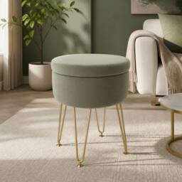 STILVORA Storage Ottoman with Metal Legs in Green - thumbnail 1
