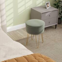 STILVORA Storage Ottoman with Metal Legs in Green - thumbnail 3
