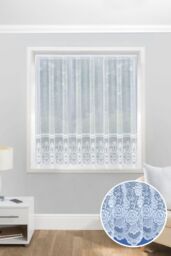 Tyrone Textiles Traditional Floral Heavy Lace Sheer Net Curtain Panel in White - Size: 200 cm width x 114 cm drop - thumbnail 1