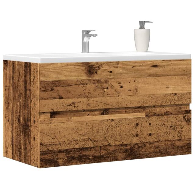 Berkfield Home Bathroom Hanging Cabinet Old Wood 80x38.5x45 cm Engineered Wood in Brown - image 1