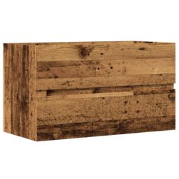 Berkfield Home Bathroom Hanging Cabinet Old Wood 80x38.5x45 cm Engineered Wood in Brown - thumbnail 2