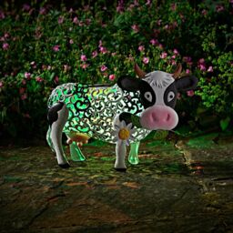 Marco Paul 26cm White Metal Solar Silhouette Cow Ornament - thumbnail 4