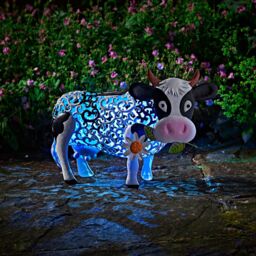 Marco Paul 26cm White Metal Solar Silhouette Cow Ornament - thumbnail 3