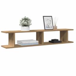 Berkfield Home Wall Shelves 2 pcs Artisan Oak 105x18x20 cm Engineered Wood in Brown - Size: 105 x 18 x 20 cm - thumbnail 2