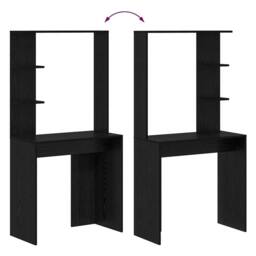 Berkfield Home Modern Black Oak Computer Desk Black oak Solid wood, MDF Compact - thumbnail 9