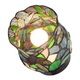 Happy Homewares Dragonfly Themed Open Top Blue & Green Stained Glass Tiffany Lamp - thumbnail 5