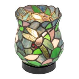 Happy Homewares Dragonfly Themed Open Top Blue & Green Stained Glass Tiffany Lamp - thumbnail 4