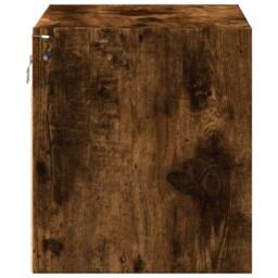 Berkfield Home Durable Wall-mounted Bedside Cabinet with LED Lights Smoked Oak in Brown - thumbnail 8