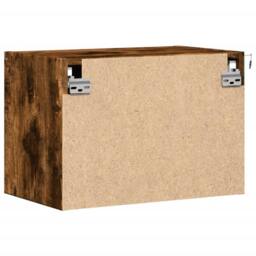 Berkfield Home Durable Wall-mounted Bedside Cabinet with LED Lights Smoked Oak in Brown - thumbnail 9