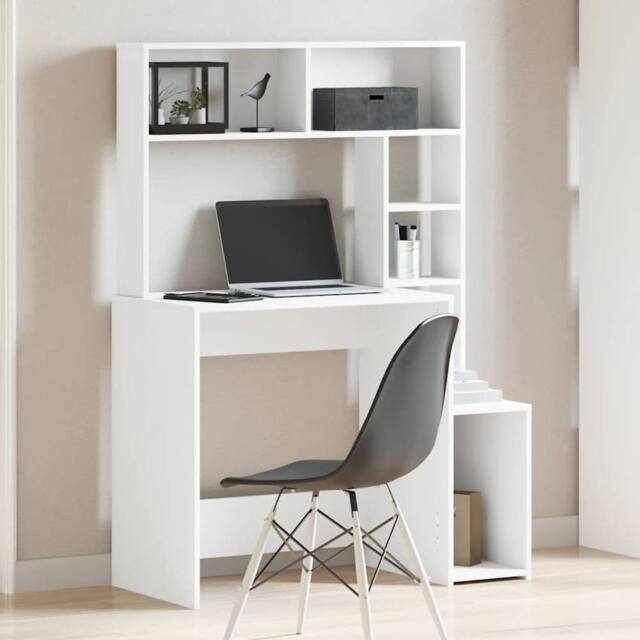 Berkfield Home Decorative Desk with Shelves White 100x45x140 cm Engineered Wood - Size: 100 x 45 x 140 cm - image 1