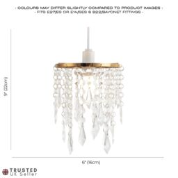 Happy Homewares Modern Waterfall Design Pendant Shade with Acrylic Droplets & Beads in Gold - thumbnail 7