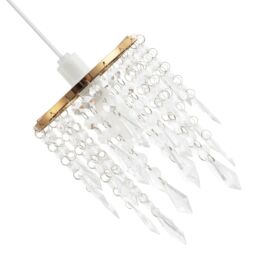 Happy Homewares Modern Waterfall Design Pendant Shade with Acrylic Droplets & Beads in Gold - thumbnail 4