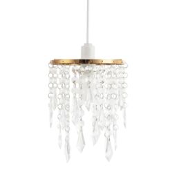 Happy Homewares Modern Waterfall Design Pendant Shade with Acrylic Droplets & Beads in Gold - thumbnail 2