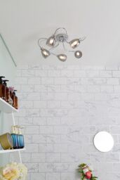 BHS Lighting Arya Bathroom Flush Ceiling Light in Silver - thumbnail 4