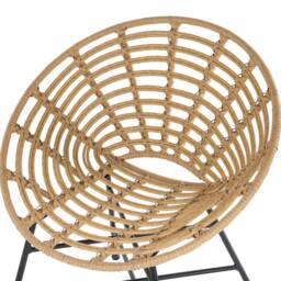 Wyld and Coco Set 2 Light Brown PE Rattan Garden Chairs Round Boho Design Powder in Natural - thumbnail 7
