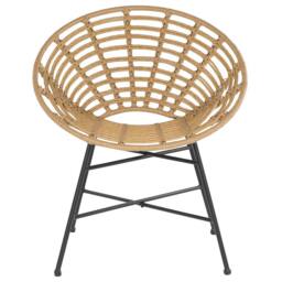 Wyld and Coco Set 2 Light Brown PE Rattan Garden Chairs Round Boho Design Powder in Natural - thumbnail 5