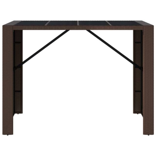 Berkfield Home Beautiful Bar Table with Glass Top Brown 145x80x110 cm Poly Rattan - Size: 145 x 80 x 110 cm - image 1