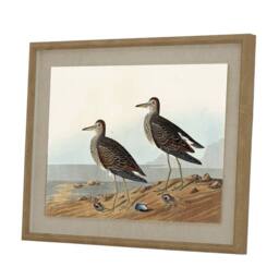 Lemon Pavilion Furniture and Decor Flora & Fauna Collection Sandpipers on Linen in Beaded Frame - Brown - thumbnail 2