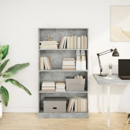 Berkfield Home Bookcase Concrete Grey 80x24x143 cm Engineered Wood - Size: 80 x 24 x 143 cm - thumbnail 3