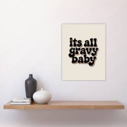 "Artery8 It's All Gravy Baby Funky Bold Retro Typography Wall Art Print in Beige - Size: W12"" x H16""" - thumbnail 4
