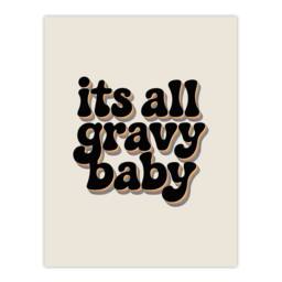 "Artery8 It's All Gravy Baby Funky Bold Retro Typography Wall Art Print in Beige - Size: W12"" x H16""" - thumbnail 1