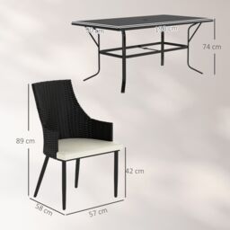 OUTSUNNY 6 Seater Garden Furniture with Cushions, Parasol Hole in Cream - thumbnail 3