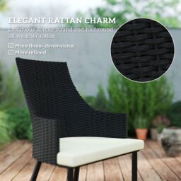OUTSUNNY 6 Seater Garden Furniture with Cushions, Parasol Hole in Cream - thumbnail 4