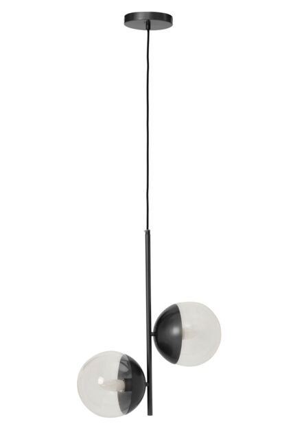 Orsina Dual Pendant With Candelabra Bulbs & Black Stem, 2-Light Drop Lamp, Sleek Black Pendant Lighting For Lounge - image 1