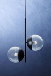 Orsina Dual Pendant With Candelabra Bulbs & Black Stem, 2-Light Drop Lamp, Sleek Black Pendant Lighting For Lounge - thumbnail 3