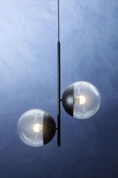 Orsina Dual Pendant With Candelabra Bulbs & Black Stem, 2-Light Drop Lamp, Sleek Black Pendant Lighting For Lounge - thumbnail 2