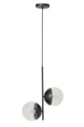 Orsina Dual Pendant With Candelabra Bulbs & Black Stem, 2-Light Drop Lamp, Sleek Black Pendant Lighting For Lounge - thumbnail 1