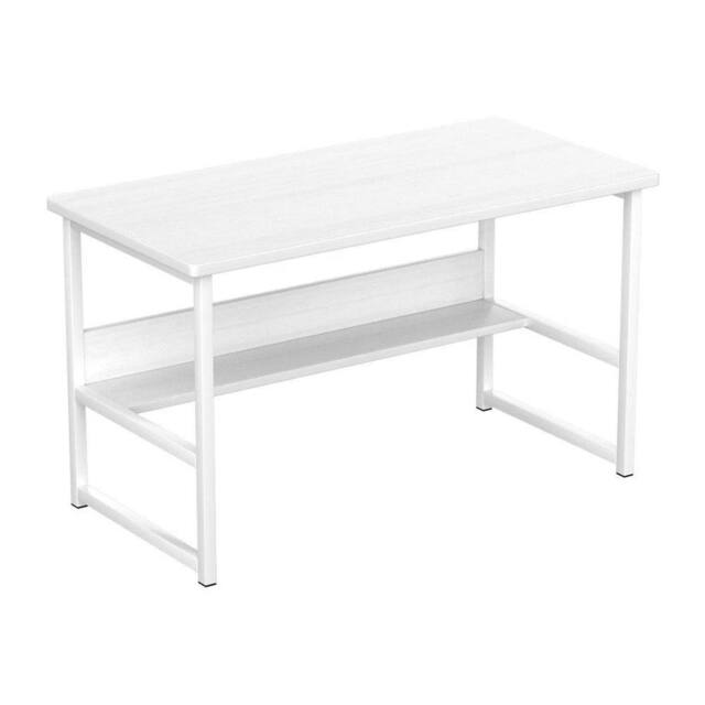 FORGEVIO Wooden Home Office Computer Desk Writing Workstation With Shelves in White - image 1
