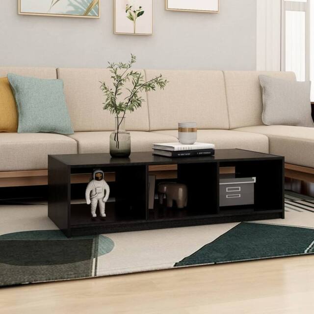 Berkfield Home Modern Coffee Table Black 110x50x34 cm Solid Pinewood - Size: 110 x 50 x 34 cm - image 1