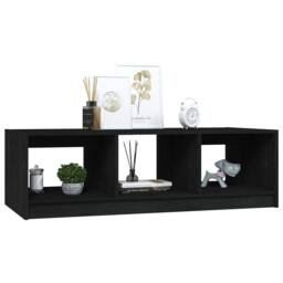 Berkfield Home Modern Coffee Table Black 110x50x34 cm Solid Pinewood - Size: 110 x 50 x 34 cm - thumbnail 4