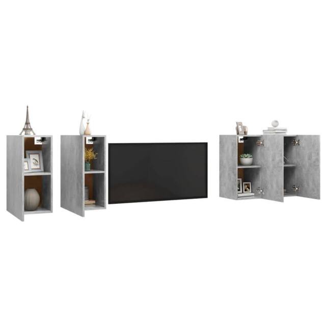 Berkfield Home TV Cabinets 4 pcs Concrete Grey 30.5x30x60 cm Engineered Wood - image 1