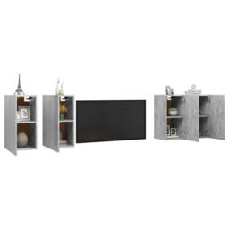 Berkfield Home TV Cabinets 4 pcs Concrete Grey 30.5x30x60 cm Engineered Wood - thumbnail 1