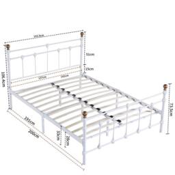 SquareBoxx Isabella Double Metal Bed Frame with Victorian Style & Storage in White - thumbnail 2
