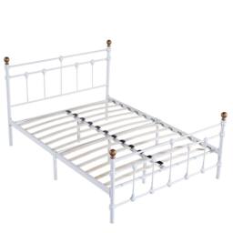 SquareBoxx Isabella Double Metal Bed Frame with Victorian Style & Storage in White - thumbnail 3