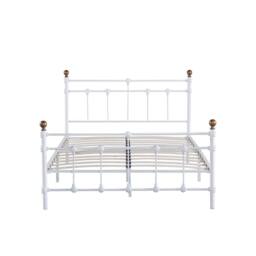 SquareBoxx Isabella Double Metal Bed Frame with Victorian Style & Storage in White - thumbnail 5