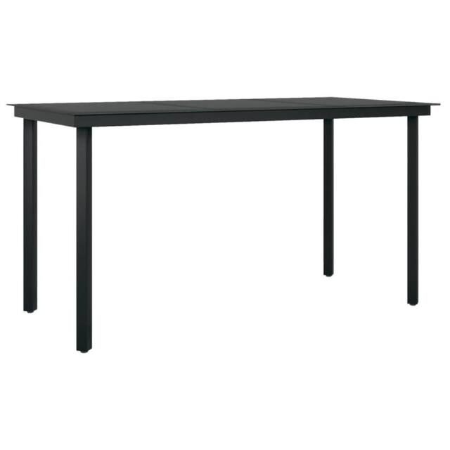 Berkfield Home Garden Dining Table Black 140x70x74 cm Steel & Glass - Size: 140 x 70 x 74 cm - image 1