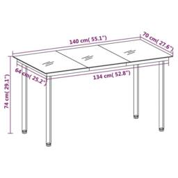 Berkfield Home Garden Dining Table Black 140x70x74 cm Steel & Glass - Size: 140 x 70 x 74 cm - thumbnail 6