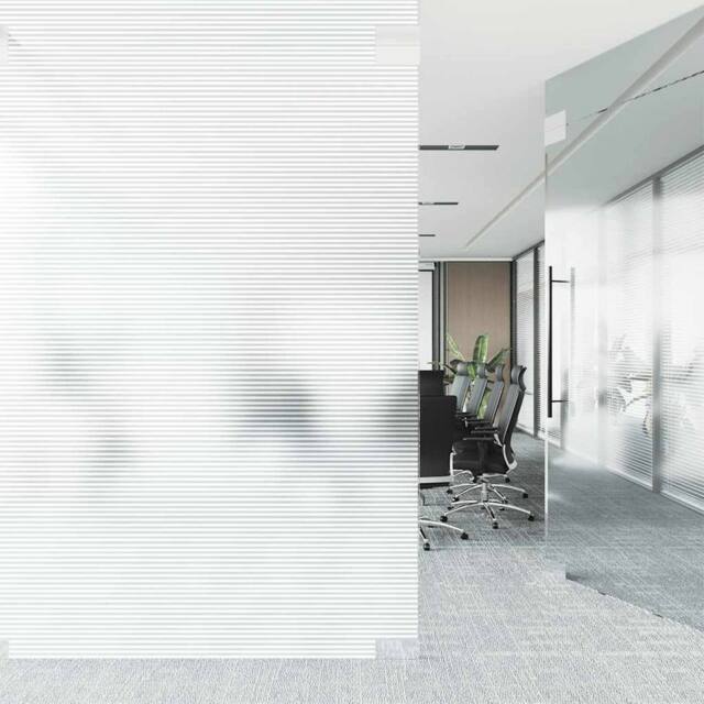 Berkfield Home Soft Window Films Frosted Stripes Design PVC in White - image 1