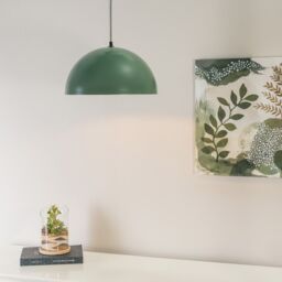 ValueLights Stassi Mushroom Dome Metal Drop Hanging Pendant Ceiling Light in Bottle Green - thumbnail 1