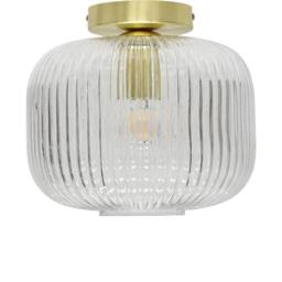 First Choice Lighting Set of 2 Batley Large - Clear Ribbed Glass Satin Brass Ceiling Lights - thumbnail 2