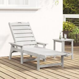 Berkfield Home Sun Lounger White 53x162x98.5 cm HDPE - thumbnail 3