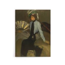 "Artery8 Alfred Henry Maurer Young Woman With Fan Canvas Wall Art Print in Brown - Size: W12"" x H16""" - thumbnail 1