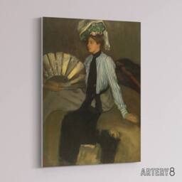 "Artery8 Alfred Henry Maurer Young Woman With Fan Canvas Wall Art Print in Brown - Size: W12"" x H16""" - thumbnail 2