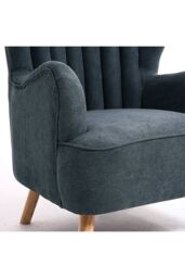Living and Home Grey Brushed Fabric Stripe Curved Backrest Armchair with Footstool & Cushion - thumbnail 5