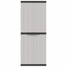 Berkfield Home Outdoor Storage Cabinet Grey & Black 65x37x165 cm PP - Size: 65 x 37 x 165 cm - thumbnail 4